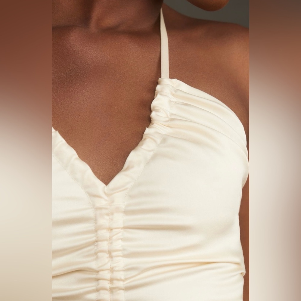 NEW ANTHROPOLOGIE MARE MARE V-Neck Ruched Tie Tank in Ivory XL - Picture 4 of 6